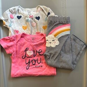 Carter's Heart and Rainbow Pajama Set - Pink, Gray, Multicolor